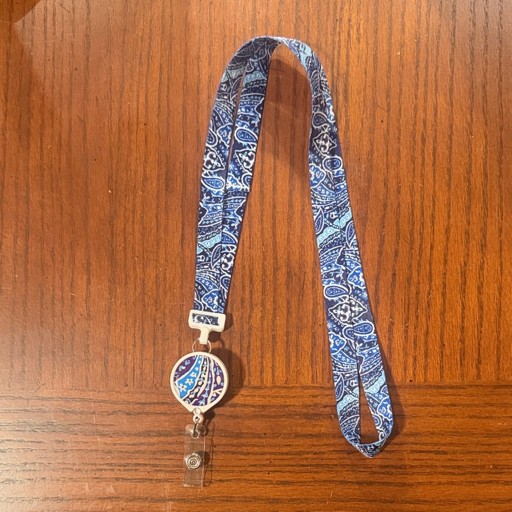 Blue Paisley Lanyard with Badge Holder